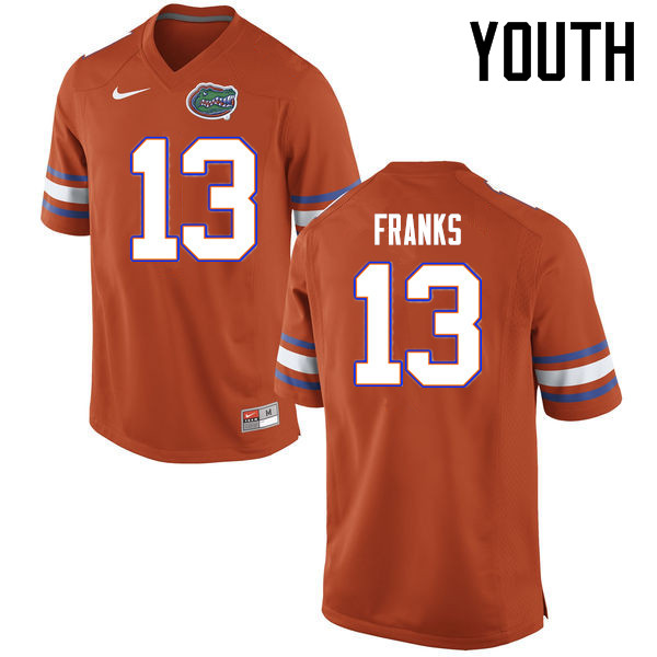 Youth Florida Gators #13 Feleipe Franks College Football Jerseys Sale-Orange - Click Image to Close